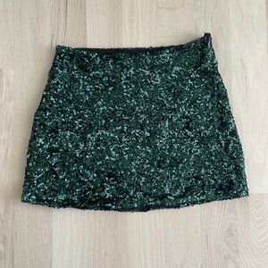 Emerald Green Sequin Mini Skirt